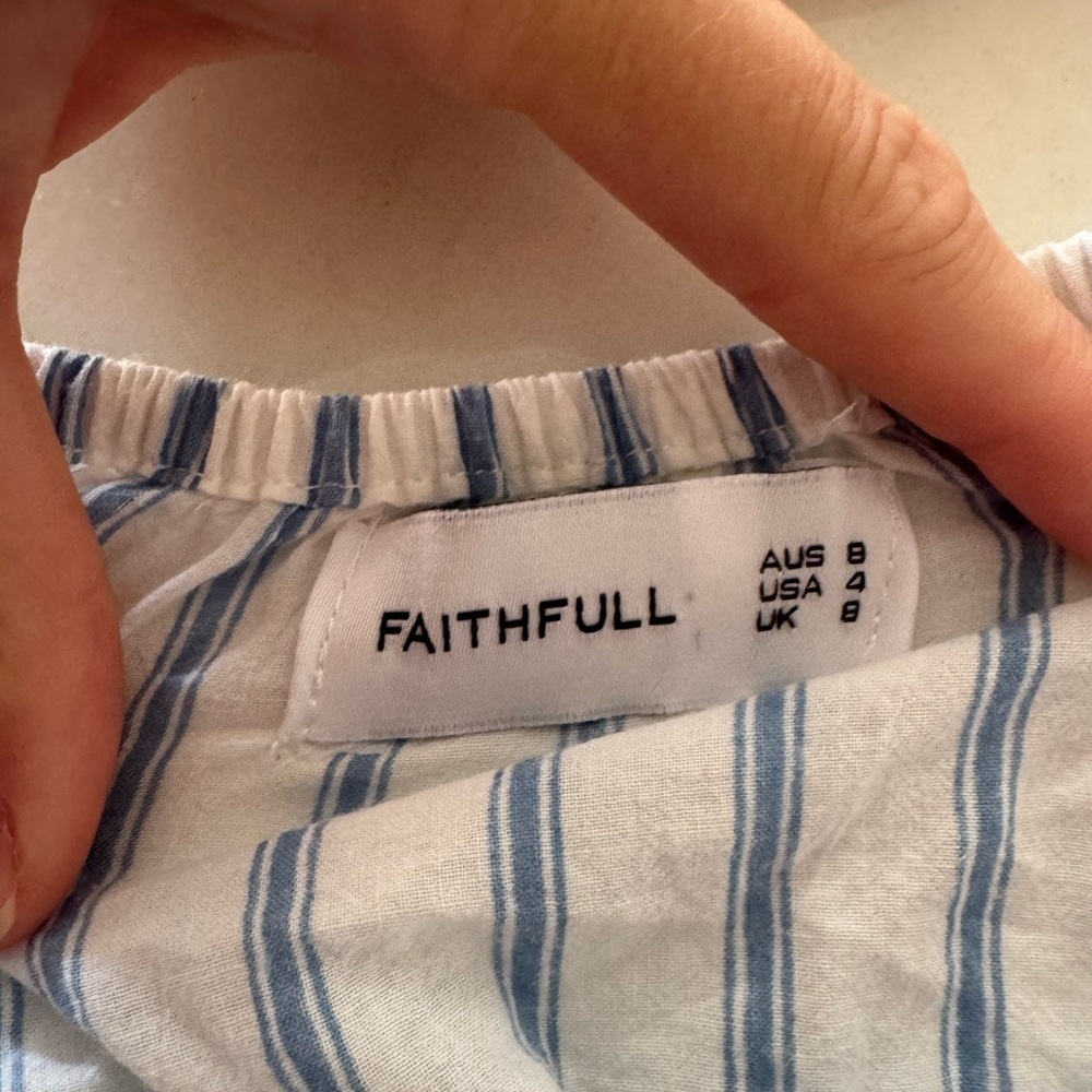 Faithfull The Brand- Blue and White Stripe Galle Quarter off the Sleeve Shirt - Picture 4 of 4